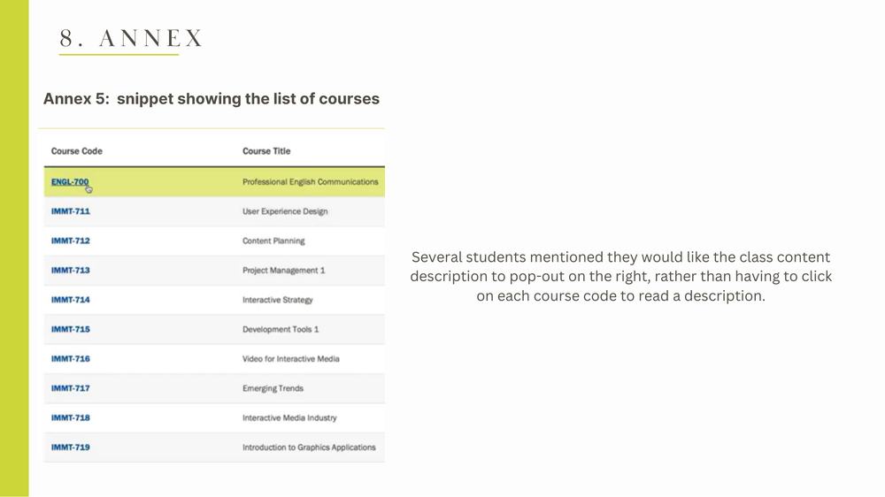 Course list