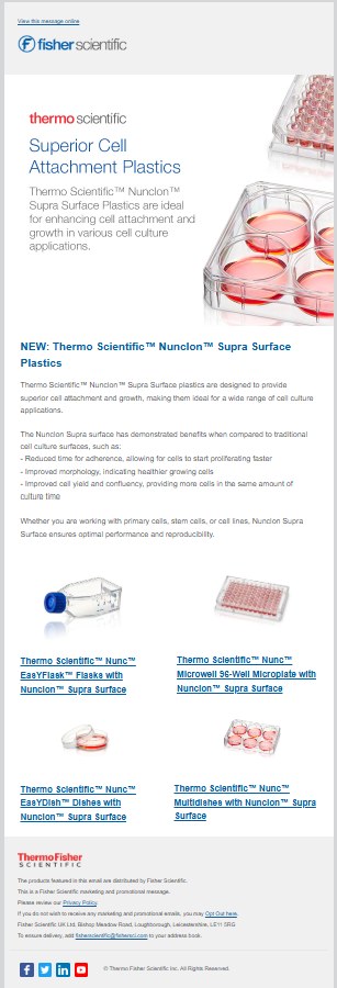 Marketing email designed and sent in Eloqua: Nunclon Supra
